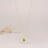 Pendentif Colliers De Mode Vert Strass Carré Collier Pour Les Femmes D'été Mini En Acier Inoxydable Eau Vague Chaîne Bijoux