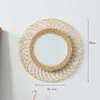 Sun Shape Decorative Mirror Rattan Innovative Art Decoration Round Makeup Mirror Dressing Bathroom Wall Hanging Mirrors 20220826 E3