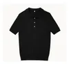 Polos pour hommes Summer American Retro Commute Leisure Lyocell Revers Knitted Short Sleeve Men's Polot Shirt