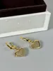 Micro inlays Gold Ladies Vogue Ear Cuff Earrings Studs Crystal G D Letters pendants 18K gold plated Anti allergy women's Full Diamond Ears Clip Designer Jewelry VGH