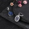 Dangle Earrings Elegant Simple Oval Natural Kyanite Silver For Women Wedding Engagement Fine Gift 10 14MM Labradorite Pendant Jewe9333849
