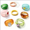 Anelli a fascia Colorf Resin Retro Chunky Ring Unique Strass Acrilico Fashion Stacking Square Jewelry Finger Trendy Gift For Women E Dh5Uf