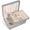 Sieradendozen Voova Box Organizer Voor Vrouwen Meisjes 2 Laag Grote Mannen Opbergdoos Pu Lederen Display Sieraden Houder Met Verwijderbare T amkUf