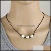 Pendant Necklaces Pearl Single Ctured Freshwater Pearls Necklace Choker For Women Genuine Leather Jewelry Handmade Black 14 Inches Dhvl7