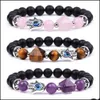 Perles Brins Sier Main Mauvais Œil Guérison Cristal Pyramide Perles Bracelets Pour Femmes Hommes Reiki Énergie Positive Pierre Précieuse Bracelet Chakra Dhhme