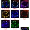 Accessoires de cheveux 10pcs Colorf Fête de Noël Couronne lumineuse Halloween Couronne Fleur Bandeau Femmes Filles LED Light Up Hai Babydhs243b