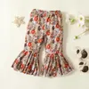 Kl￤derupps￤ttningar 2022 Summer Baby Clothes Halter White Rompers Floral Flare Pants 2 Piece Designer Casual Girls 0-2T