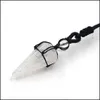 Pendant Necklaces Natural Stone Hexagonal Pointed Reiki Chakra Pendants Healing Quartz Crystal Dowsing Pendums Cord Adjustable Drop D Dh5Ai