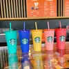 Kubki Starbucks Kubki 24 unz/710 ml Anioła Anioł Bogini Plastikowe kubki Recyklowne przenośne ciepło odporne na picie słomy pojedynczy napój DHL