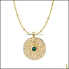 Подвесные ожерелья Золотая металлическая монета Малахитовая колье для женщин, мужчины, исцеляя чакра драгоценный камень йога чары коляски
