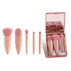 Mini Portable Makeup Brush Kit 6Pcs Set with Cosmetic Mirror Eyeshadow Lip Brushes