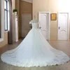 Princess A Line Wedding Dresses Off The Shoulder Lace Appliqued Beads Bridal Gowns Custom Made Sweep Train Plus Size