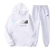 Herrspår 2023 varumärke tryckt sportkläder Män 16 färger varma två stycken Set Loose Hoodie Sweatshirt Pants Jogging