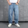 Heren jeans lichtblauwe heren jeans broek plus maat baggy hiphop losse skateboard denim Jean broek streetwear gewoon solide jeans voor mannen 220827