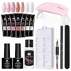 Vernis à ongles Solide Extension Colle Ensemble Résine Naturelle Gel Brosse Fichier Lampe UV Cristal Modèle Nettoyant Couche D'étanchéité Kit De Manucure T220826