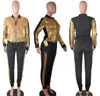 Kvinnor Tvåbitar byxor Autumn Winter Sequin 2 Piece Set Women Tracksuit långärmad jacka Top Pants Fit Streetwear Sparkly Matching Set Club Outfits 220826