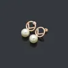 Europe America Fashion Style Hoop Earrings Lady Women Three Color Hardware Graved F Letter Tassels Single Pearl With Diamond Earring