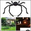 Andra festliga partier Halloween Decoration Black Spider 30/50/60/75/150/200cm Plush Colorf Haunted House Prop Ornament DBC VT0 DH2JX