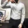 Men's Casual Shirts Autumn Business Men's Pitted Long-sleeved Shirt Slim Striped Hair Salon Boys Overalls