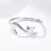 Wedding Rings OneQuarter 925 Sterling Silver Sticky Cat With Long Tail Finger Ring Women Adjustable Engagement Creative Jewelry 206036303