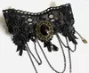 Chokers Kolyeler Vintage Gotik Lolita Punk Kristal Suçlama Kolye Siyah Victorian Stil Reçine Püskül Vampir Steampunk Boncuk Mücevherat