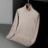 Męskie swetry Minglu wełna męska luksusowy jesienny zima kolor stały kolor golf zwyczajny moda męska szczupła dopasowanie gęstwy sweter