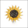 Componenti Bottone a pressione di alta qualità Gioielli Fai da te Strass di cristallo Girasole 18mm 20mm Bottoni a pressione in metallo Fit Bracciale Bangle Noosa Dhmcb