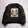 Black AVIREX Sheepskin leather jacket Las Vegas compass poker dice chips embroidery Hip Hop Wide