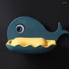 Soap Dishes Wall Mounted Plastic Hollow Out Dish Bathroom Cute Whale Shape Box Punch-Free Double Layer Draining Organizer Rack