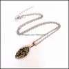 Pendant Necklaces Oval Leaf Turquoise Natural Quartz Crystal Pink Stone Necklace Jewelry For Women Gift Accessories Drop Delivery 202 Dhd7J