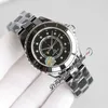 TWF J13 H5702 A12.1 Automatic Unisex Watch Mens Ladies 38mm Korea Ceramic Black Dial Diamonds Markers Ceramics Bracelet Super Edition Womens Watches Puretime C3