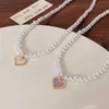 Vintage Link Chain Heart Pendant Halsband Kvinnliga kvinnors mode Pärlhalsband för kvinnans smyckespresent