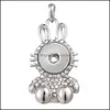 Charms Crystal Snowman Snap Button Acessórios Pingente Jóia DIY Colar de gengibre de 18 mm Para mulheres entrega de presente de presente de Natal 2021 F DHVTB