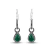 Boucles d'oreilles en argent sterling S925 Vintage Dangle Classic pour femmes incrustées d'agate en forme de goutte d'eau pour accessoires de mode cadeau d'anniversaire