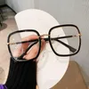 Okulary przeciwsłoneczne ramy Unikalne szklanki kwadratowe z podwójnym kolorem lamparta dla kobiet mody mody oversize'owe anty-bliskie odcienie komputerowe
