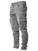 Jeans pour hommes est Europe Jeans Hommes Crayon Pantalon Casual Coton Denim Déchiré Trou En Détresse Mode Pantalon Poches Latérales Cargo 220827