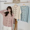 Vestes Femmes Cardigan Femmes Élégant Fée À Manches Longues Broderie Étudiant Coréen Simple Preppy Style Simple Boutonnage Solide Tendance Dame 220827