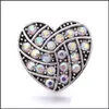 CLASPS HOOKS POCHOTHER TRENDY CRYSTAL RHINESTONE HEART SNAP Knappar Spänn 18mm Metal Decorative Zircon Button Charms för DIY Snaps Je Dhke0