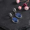 Dangle Earrings Elegant Simple Oval Natural Kyanite Silver For Women Wedding Engagement Fine Gift 10 14MM Labradorite Pendant Jewe9333849