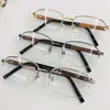 Lux Clasic Men Semi-Rim Glasses Frame 447 Lightweight Hualimu Wooden Leg Gold Silv Gungray 55-18-140 for Precription Eyeglasses fullset case