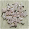 Charms Natural Pink Rose Quartz Crystal Crescent Moon vorm Pendanten voor doe -het -zelf sieraden maken groothandel drop levering 2021 bevindingen comp Dhlp4