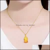 Anhänger Halsketten Gold Buddha Buddhismus Halskette für Frauen Männer Schmuck Sand Ketten Drop Lieferung 2021 Anhänger Mjfashion Dhvka
