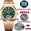 R8F V3 R8F26533 Mens Watch 41 Vliegende Tourbillon A2950 Automatisch zelfwindende roségoud extra dunne groene wijzerplaat roestvrijstalen bracelet super edition Eternity Watches