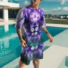 Tute da uomo 2022 T-shirt con stampa 3D tigre da uomo Pantaloncini comfort Girocollo Maniche corte Modello Cucitura Oversize Athleisure Su