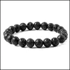 Fili di perline 8Mm Black Lava Stone Howlite Tigers Eye Bead Braclets Bracciale diffusore di olio essenziale per donna Uomo Gioielli Drop Deli Dhp52