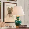 Настольные лампы керамические зеленые роскошные латунные столы легкая ткань для домашней гостиной столовая спальня офис