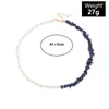 Anhänger Halsketten Koreanische Blaue Natürliche Unregelmäßige Kies Perle Halskette Für Frauen Retro Kleine Gänseblümchen Blume Schlüsselbein Kette Strand Schmuck