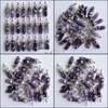 Charms Natural Stripe Amethysts Hexagonal Healing Reiki Point Crystal Pendants for Sieraden maken Groothandel drop levering 2021 Findin Dhp7d