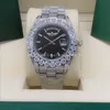 Montre de luxe Full Diamond Black Dail President 228239 228396 Big Diamond Bezel 43mm 18K or blanc hommes automatique montre-bracelet boîte d'origine