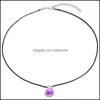 Collares colgantes Geométrico Irregar Amatista áspera Piedra natural Cristal Collar versátil simple para mujeres Entrega de gota 2021 Joya Dhga9